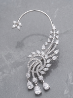 Luxury CZ Ear Cuff Earrings for Women | Statement Crystal Ear Climber Cuff | Premium Party Wear Diamond Look Earring