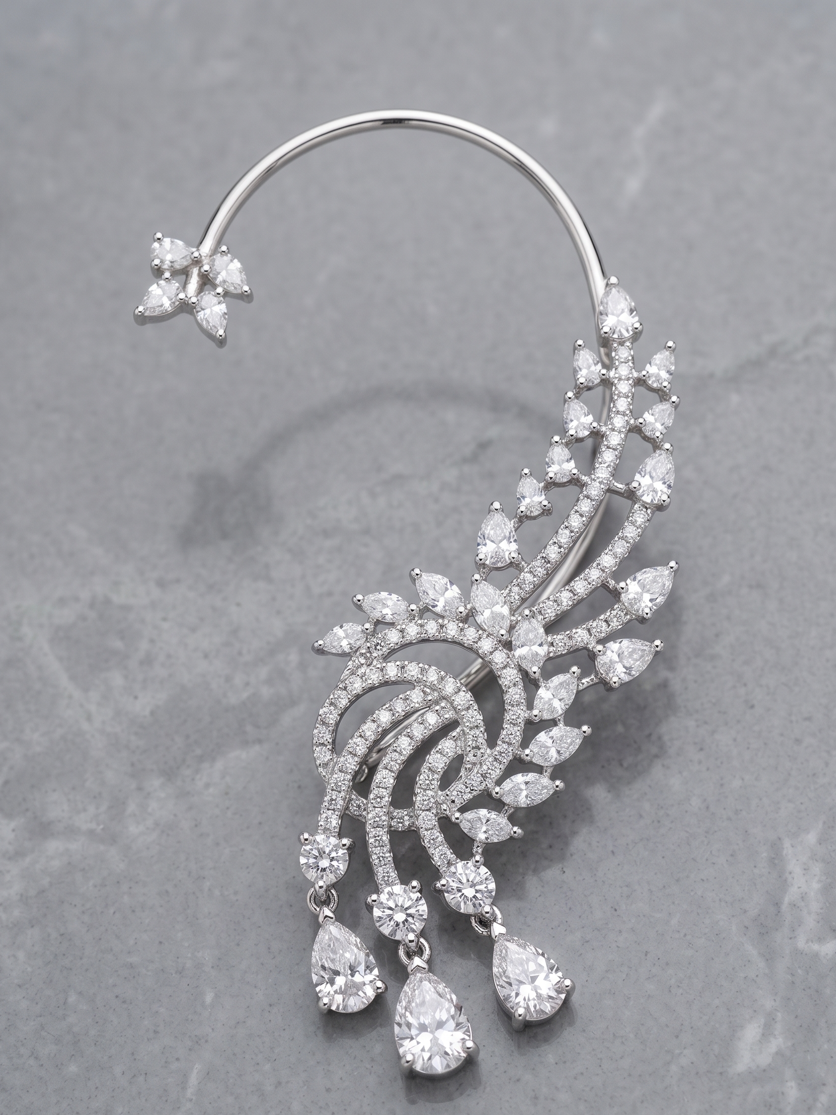 Luxury CZ Ear Cuff Earrings for Women | Statement Crystal Ear Climber Cuff | Premium Party Wear Diamond Look Earring