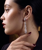 Twisted CZ Drop Earrings for Women | Silver Finish Statement Earrings