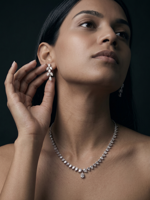 Aurelia Teardrop CZ Necklace & Earrings Set | Elegant Crystal Jewellery