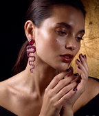Ruby Red Serpent CZ Statement Drop Earrings for Women