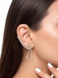 Luxury CZ Ear Cuff Earrings for Women – Gold Plated Statement Ear Climber with Cubic Zirconia Stones