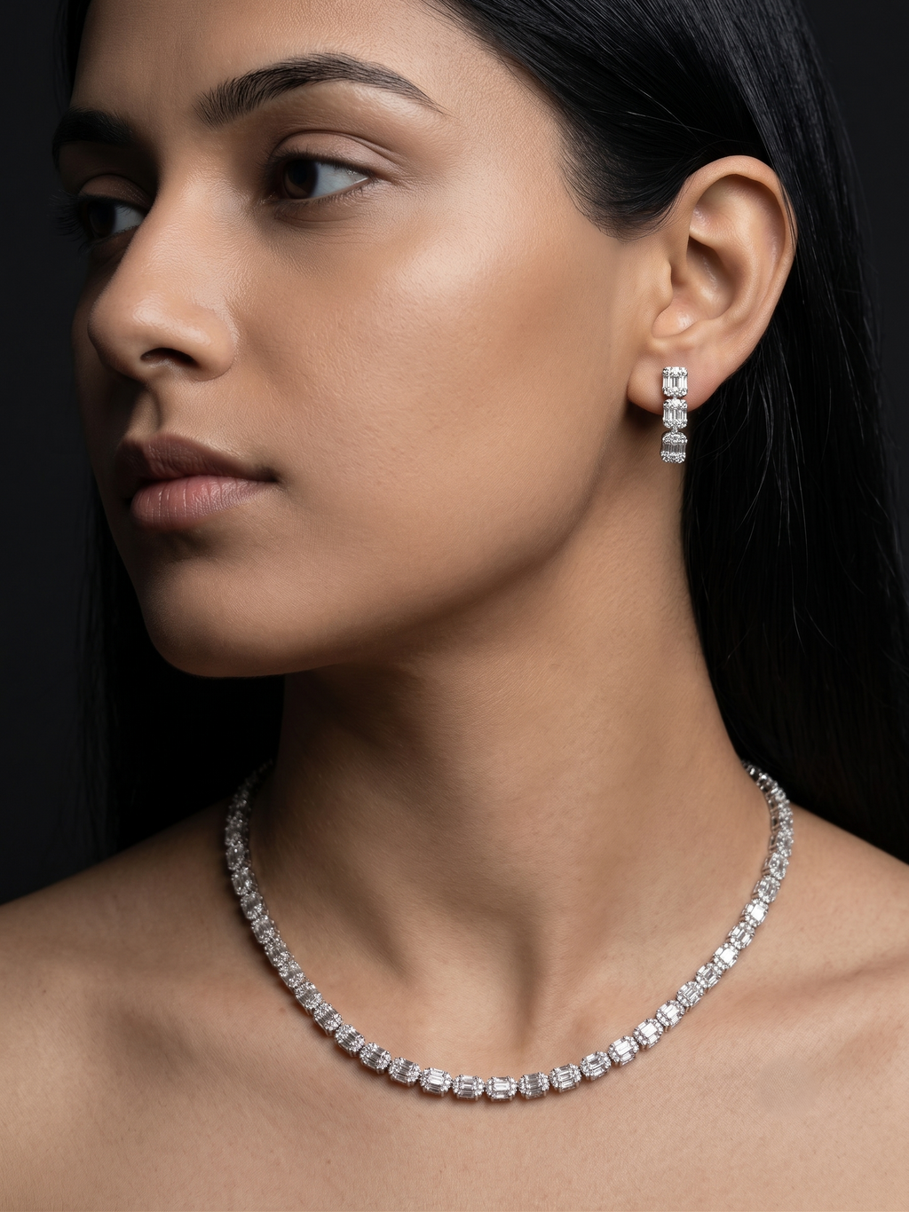 Celeste Luxe CZ Necklace & Earrings Set | Crystal Statement Jewellery