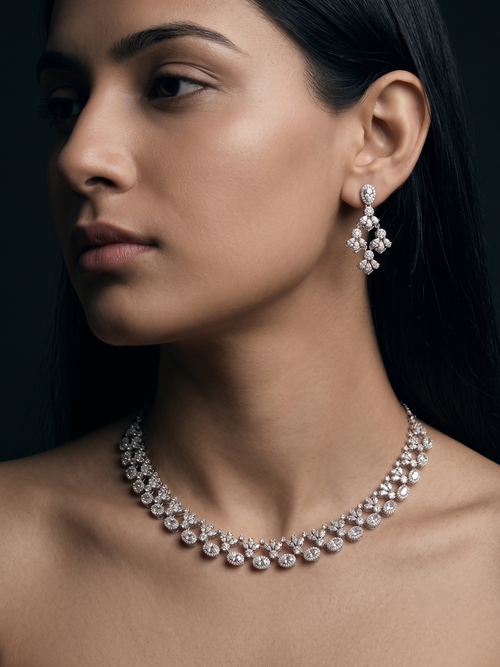 Celeste Cascade CZ Necklace & Earrings Set