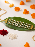 Handcrafted Pearl Rakhi Bracelet for Women | Gold-Plated Beaded Designer Rakhi | Elegant Sister Raksha Bandhan Gift