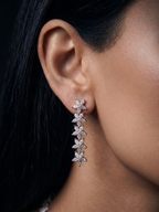 Floral Diamond Necklace & Drop Earrings Set | Luxury Flower-Inspired Statement Jewelry for Women