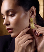 Golden Glitter CZ Teardrop Drop Earrings for Women