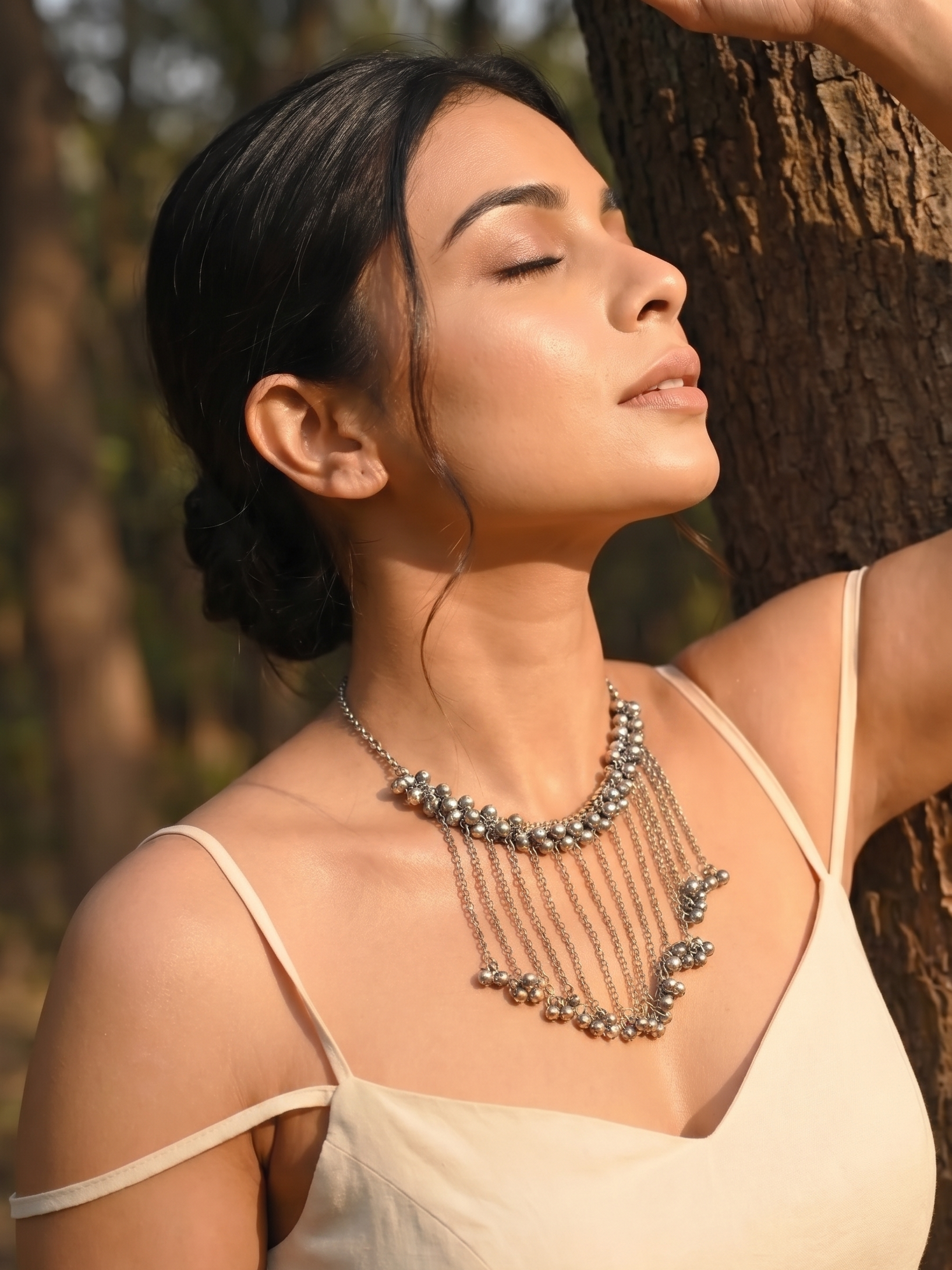 German Silver Ghunghroo Statement Necklace for Women | Oxidised Tribal Jewelry