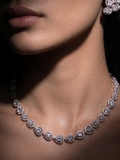 Luxury CZ Teardrop Crystal Necklace & Earrings Set for Women | Silver-Tone Statement Jewelry