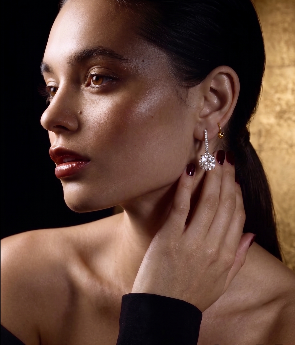 Classic Solitaire CZ Drop Earrings | Round Cubic Zirconia Dangle Earrings for Women