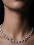 Floral CZ Diamond Necklace & Drop Earrings Set | Luxury Flower-Inspired Jewelry