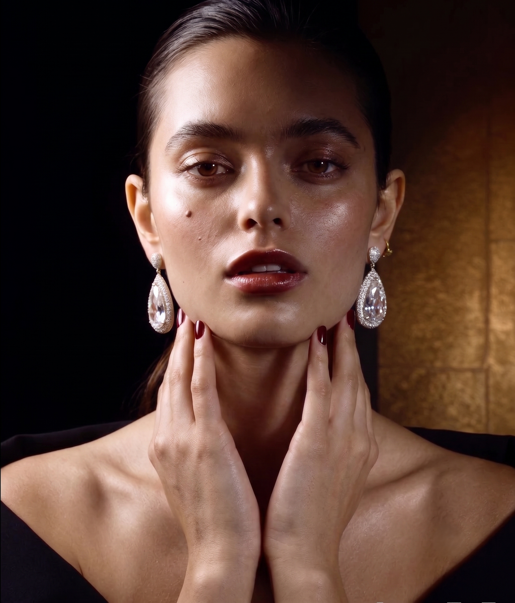 Celeste Pear Cut CZ Drop Earrings – Luxury Statement Cubic Zirconia Earrings for Women