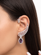 Luxury CZ Ear Cuff Earrings for Women | Statement Crystal Ear Climber with Drop Pendant | Premium Diamond Look Jewellery