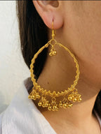 Gold Ghungroo Hoop Earrings for Women – Traditional Big Circle Earrings for Festive & Wedding Wear