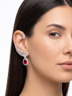 Luxury CZ Ear Cuff Earrings for Women | Statement Crystal Ear Climber with Drop Pendant | Premium Diamond Look Jewellery