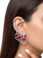 Emerald Green CZ Statement Ear Cuff for Women | Luxury Floral Crystal Ear Climber Earring