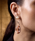 Pearl & Peach Teardrop CZ Drop Earrings