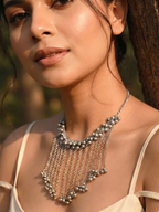 German Silver Ghunghroo Statement Necklace for Women | Oxidised Tribal Jewelry