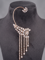 Luxury CZ Ear Cuff with Tassel Drops – Gold Plated Cubic Zirconia Statement Ear Climber for Women