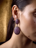 Purple Oval CZ Drop Earrings | Luxury Statement Cubic Zirconia Earrings for Women