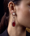 Ruby Pearl Drop CZ Earrings for Women | Luxury Statement Earrings