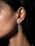 Aarohi CZ Diamond Y Necklace Set with Long Drop Earrings – Premium Bridal & Party Wear Jewelry