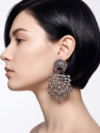 Handcrafted Oxidized Silver Chandbali Earrings for Women | Traditional Boho Statement Dangle Earrings with Ghungroo Drops