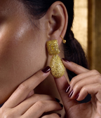 Golden Glitter CZ Teardrop Drop Earrings for Women