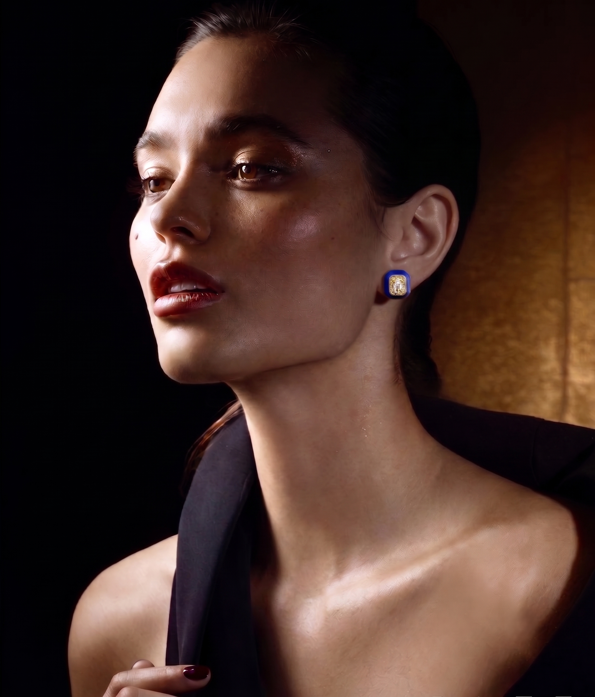 Royal Blue CZ Stud Earrings | Square Cubic Zirconia Earrings for Women