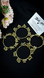 COMBO OF 4 Kashmiri Gold-Plated Traditional Ghungroo Bangles for Women – Ethnic Brass Kada Jewelry with Hanging Beads
