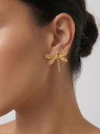 Gold Arm Cuff, Spiral Bracelet & Dragonfly Jewelry Combo – Statement Earring, Hair Pin & Ring Set | Luxe Minimal Collection