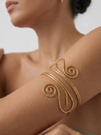 Gold Arm Cuff, Spiral Bracelet & Dragonfly Jewelry Combo – Statement Earring, Hair Pin & Ring Set | Luxe Minimal Collection