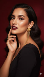 Gold Beaded Long Dangle Earrings for Women – Traditional Ethnic Statement Jewelry