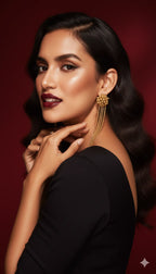 Gold Beaded Long Dangle Earrings for Women – Traditional Ethnic Statement Jewelry