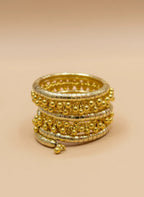 Gold Beaded Spiral Bracelet for Women – Adjustable Free Size Traditional Jewelry