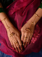 Gold Crescent Moon Hathphool for Women – Minimal Bridal Hand Harness Jewellery