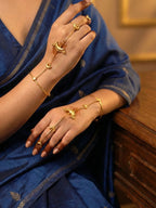 Gold Crescent Moon Hathphool for Women – Minimal Bridal Hand Harness Jewellery