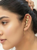 Gold Floral Ear Cuff for Women | Pearl Flower Statement Ear Cuff | Non-Pierced Stylish Ear Accessory