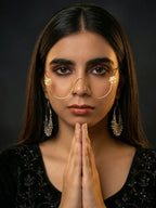 Gold Floral Pearl Facelet | Elegant Nose Frame Jewelry | Minimalist Bridal Face Accessory for Women
