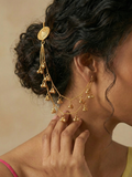 Gold Kanchain Hair Accessory | Traditional Ear-to-Hair Chain with Ghungroo for Bridal & Festive Looks