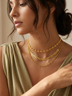 Gold Layered Necklace Set with Earrings – Leaf Chain, Heart Choker & Minimal Chain Combo | Trendy 3 Layer Jewelry Set for Women