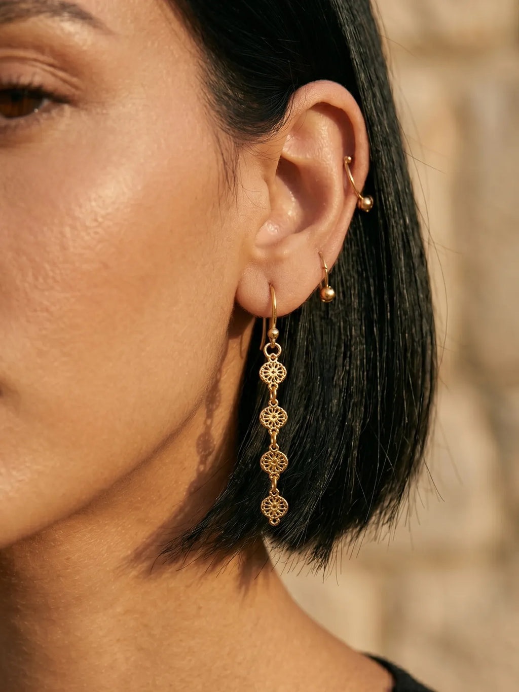 Gold Layered Necklace Set with Statement Earrings – Dual Layer & Minimal Chain Combo | Elegant Modern Jewelry Set for Women