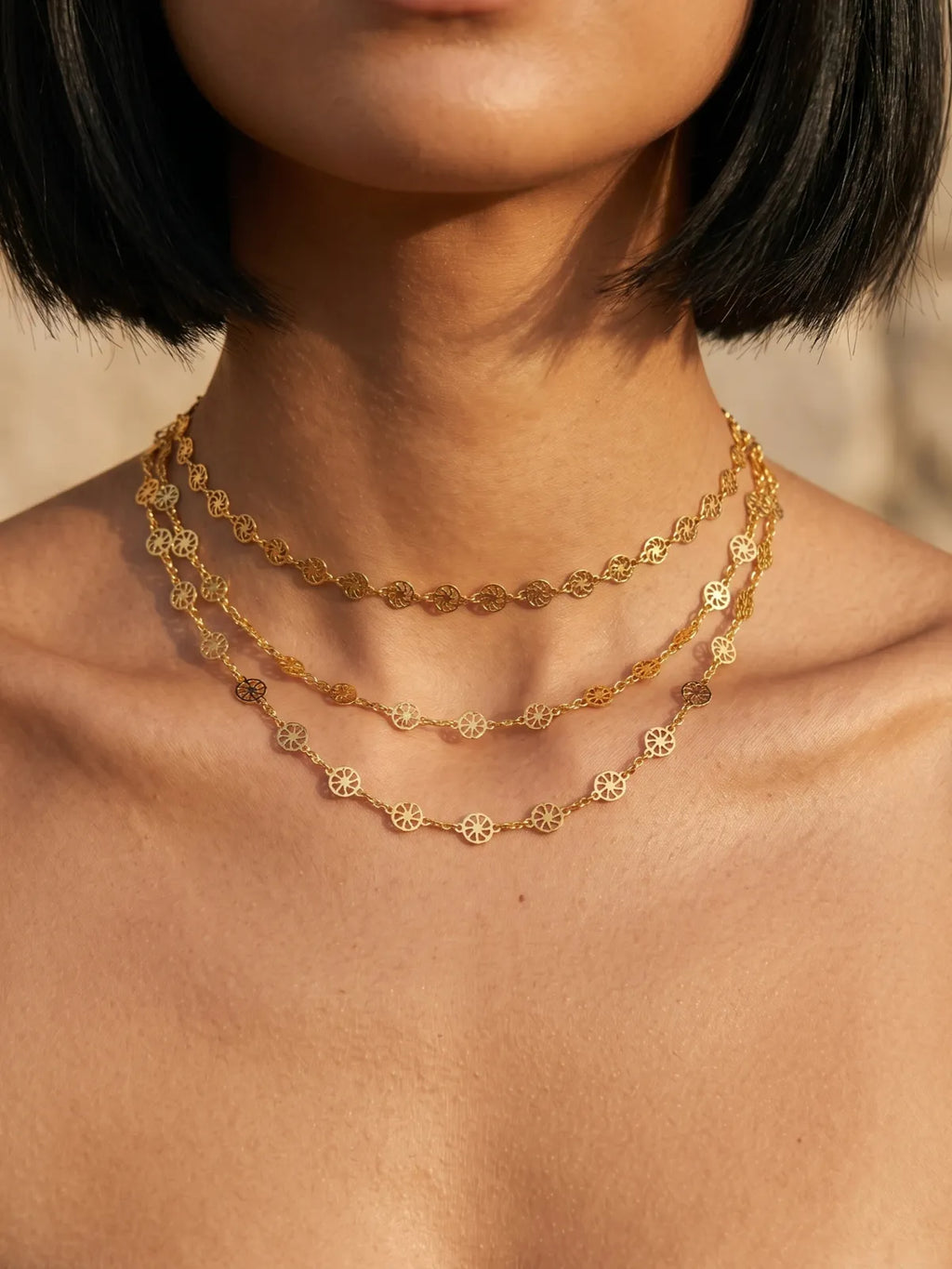 Gold Layered Necklace Set with Statement Earrings – Dual Layer & Minimal Chain Combo | Elegant Modern Jewelry Set for Women