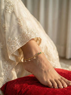 Gold Lotus Pearl Anklet for Women | Minimal Floral Payal with Pearl Drops | Traditional & Festive Foot Jewelry