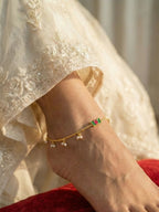 Gold Lotus Pearl Anklet for Women | Minimal Floral Payal with Pearl Drops | Traditional & Festive Foot Jewelry