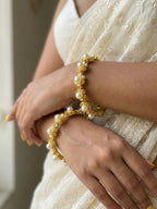 Gold Pearl Kada Bangles for Women | Traditional Bridal Pearl Bangles | Handmade Ethnic Kada Jewellery