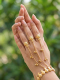 Gold Pineapple Hathphool Hand Harness for Women | Traditional Ring Bracelet Hand Chain | Bridal & Festive Hand Jewelry