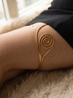 Gold Thigh Cuff, Anklet & Foot Harness Combo – Boho Luxe Leg Jewelry Set | Minimal Statement Body Chain