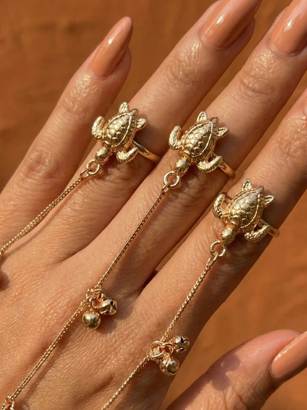 Gold Turtle Motif Hathphool Hand Harness for Women | Traditional Ring Bracelet Hand Chain | Bridal & Festive Hand Jewelry