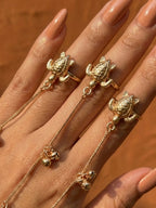 Gold Turtle Motif Hathphool Hand Harness for Women | Traditional Ring Bracelet Hand Chain | Bridal & Festive Hand Jewelry